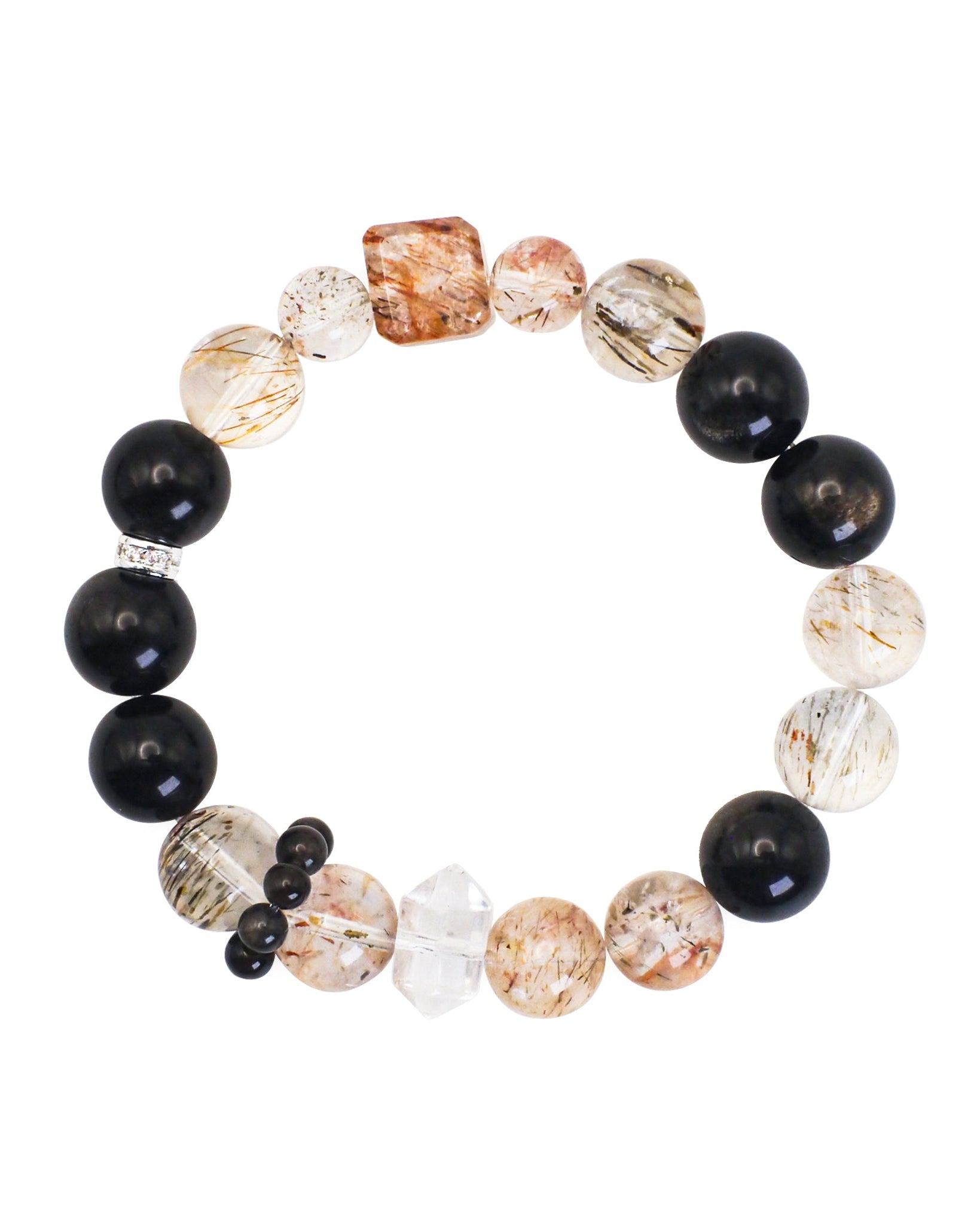 Multicolored beaded bracelet on a white background