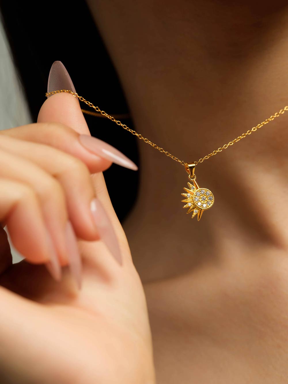 LUCE Astra Silver Necklace Set - Moon & Sun