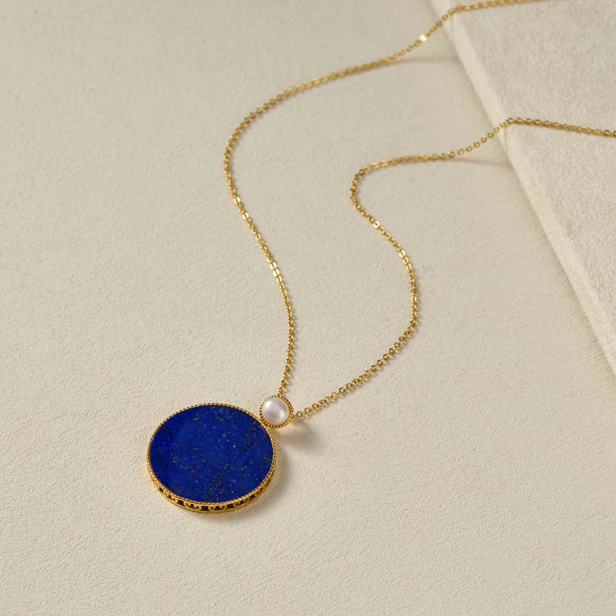 VelvetNight Lapis Lazuil & Pearl Necklace