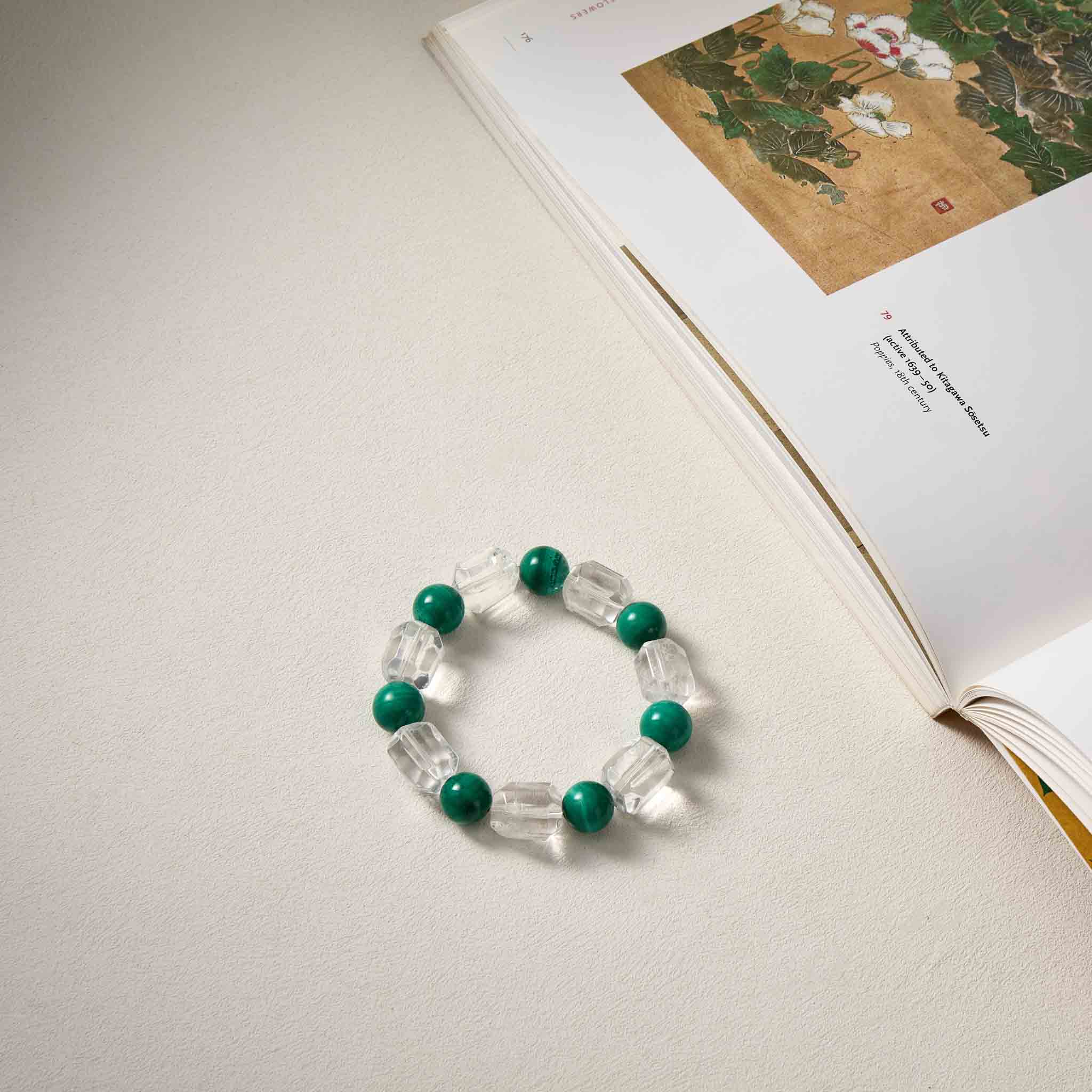 ForestBell Clear Quartz & Malachite Crystal Bracelet