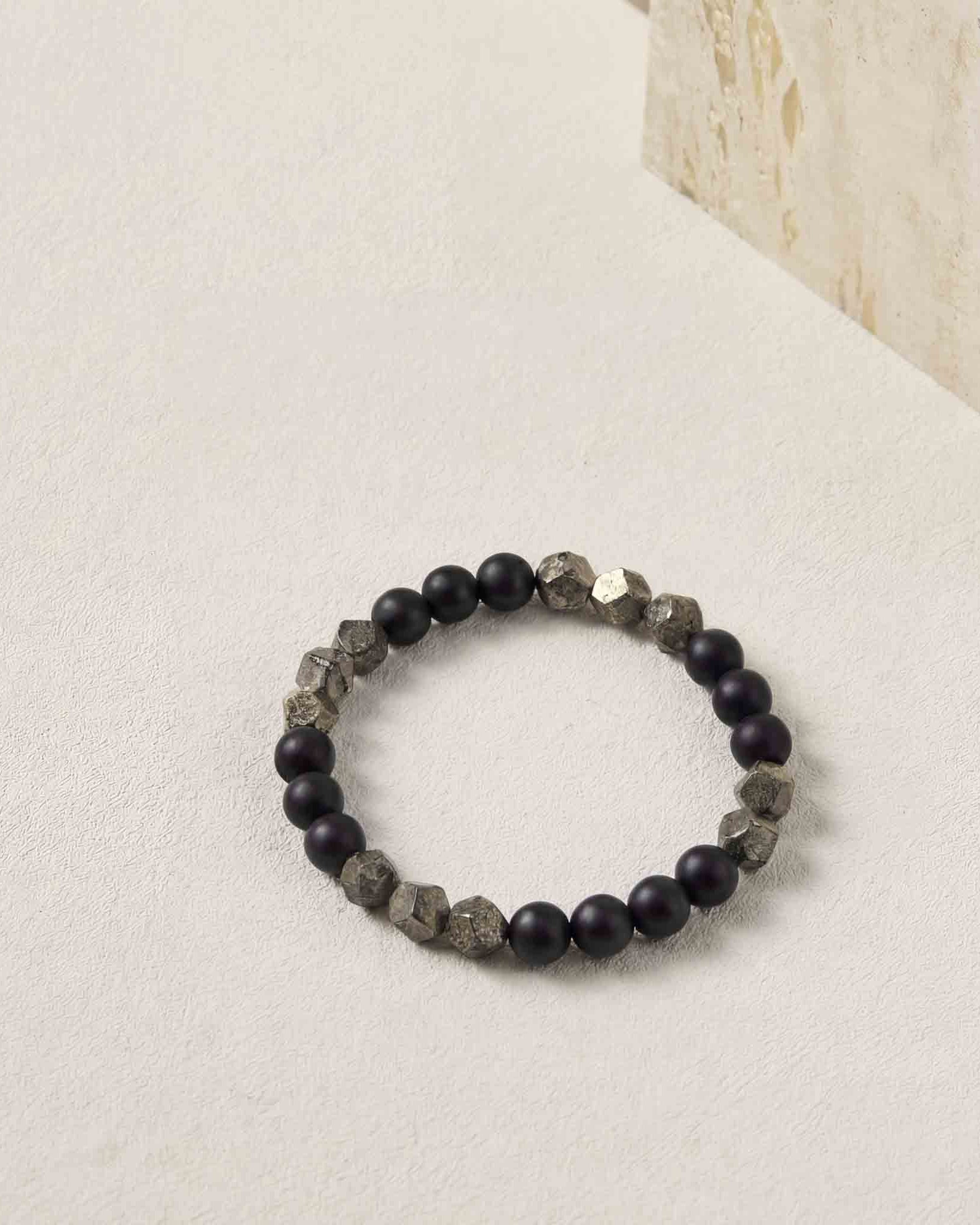 DarkSeam Obsidian & Pyrite Crystal Bracelet