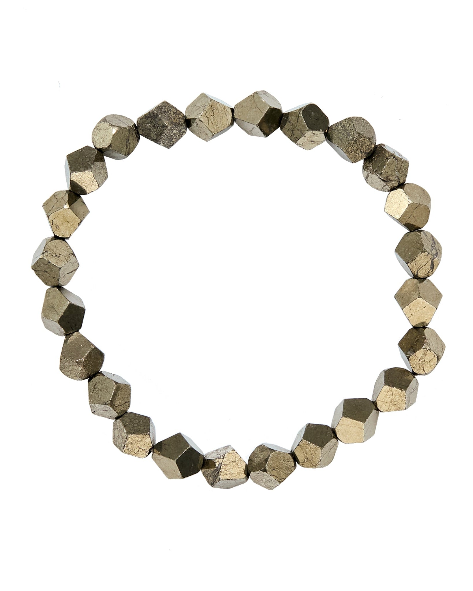 Choodo genuine natural Pyrite crystal beaded bracelet, raw metallic brass luster mineral gemstone strand, private museum collection exhibition display