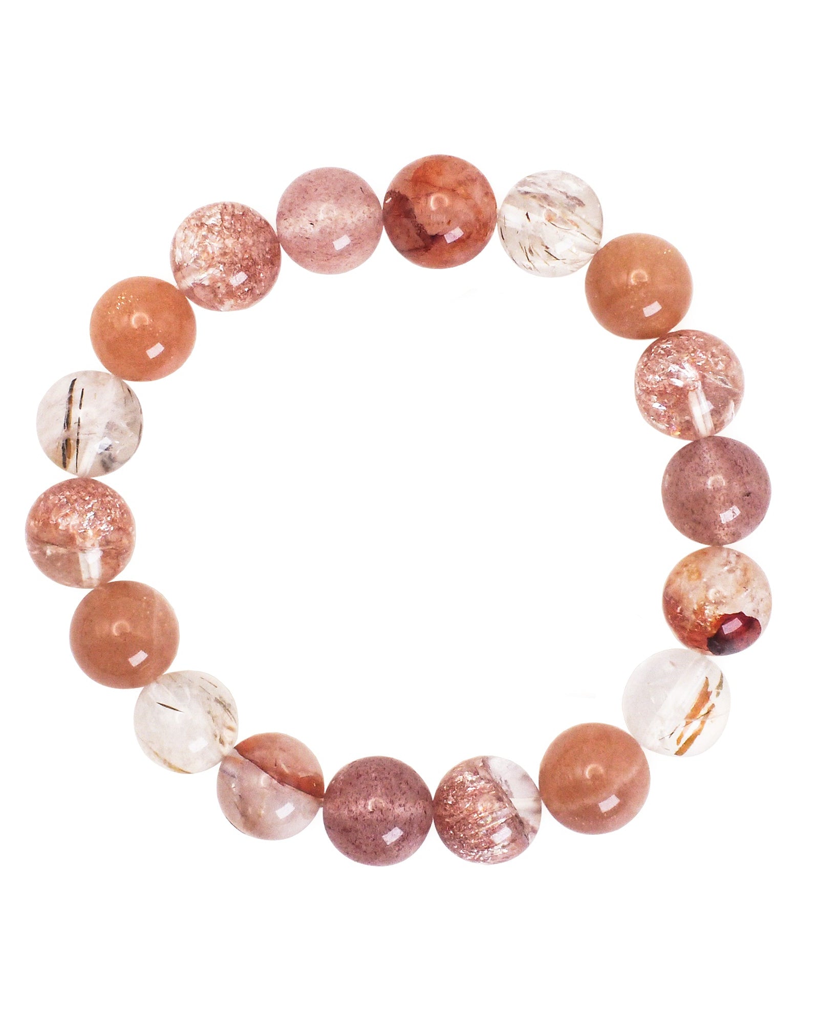 Beaded bracelet with multicolored beads on a white background