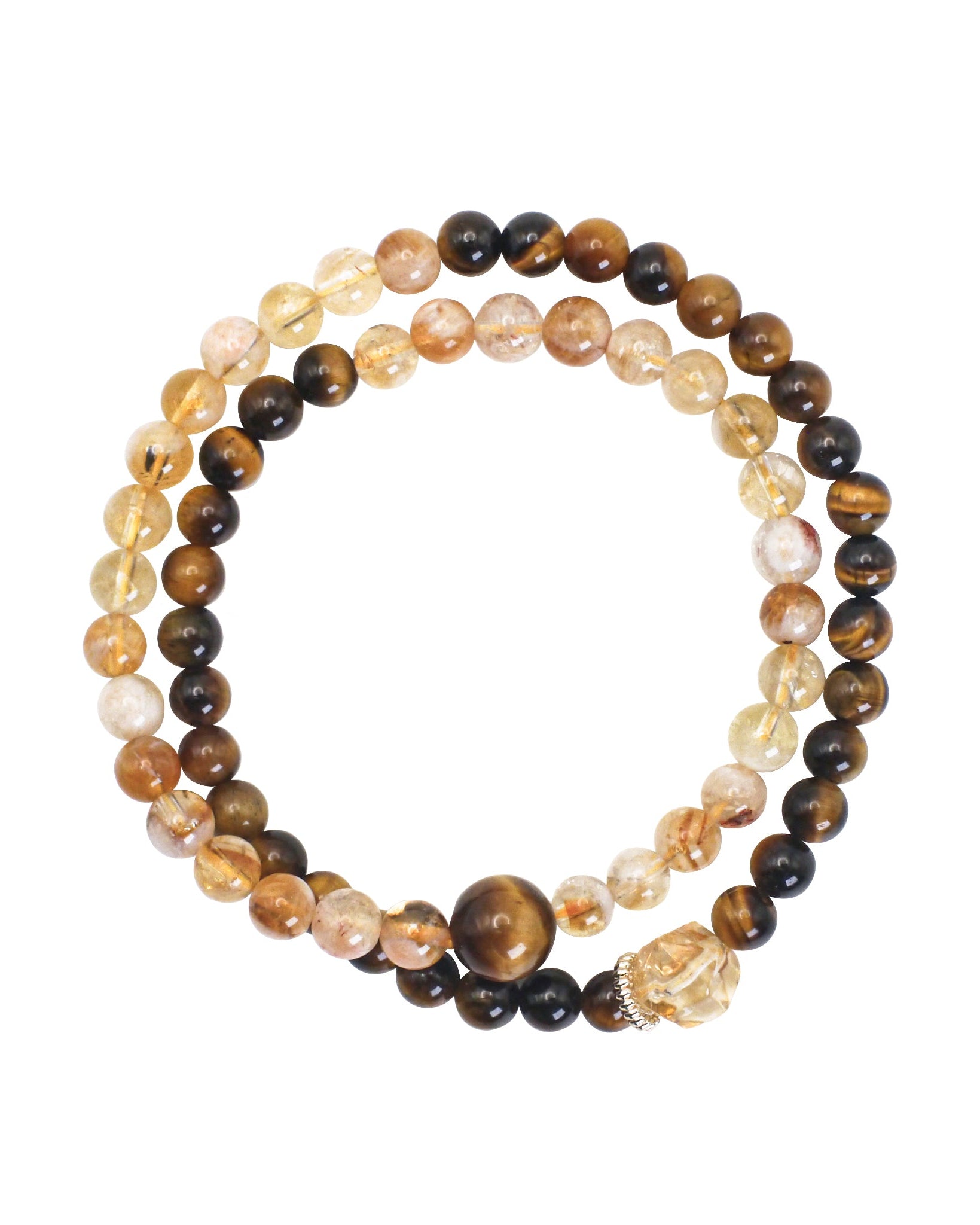 DrivenGold Golden Rutilated Quartz & Tiger’s Eye Crystal Bracelet
