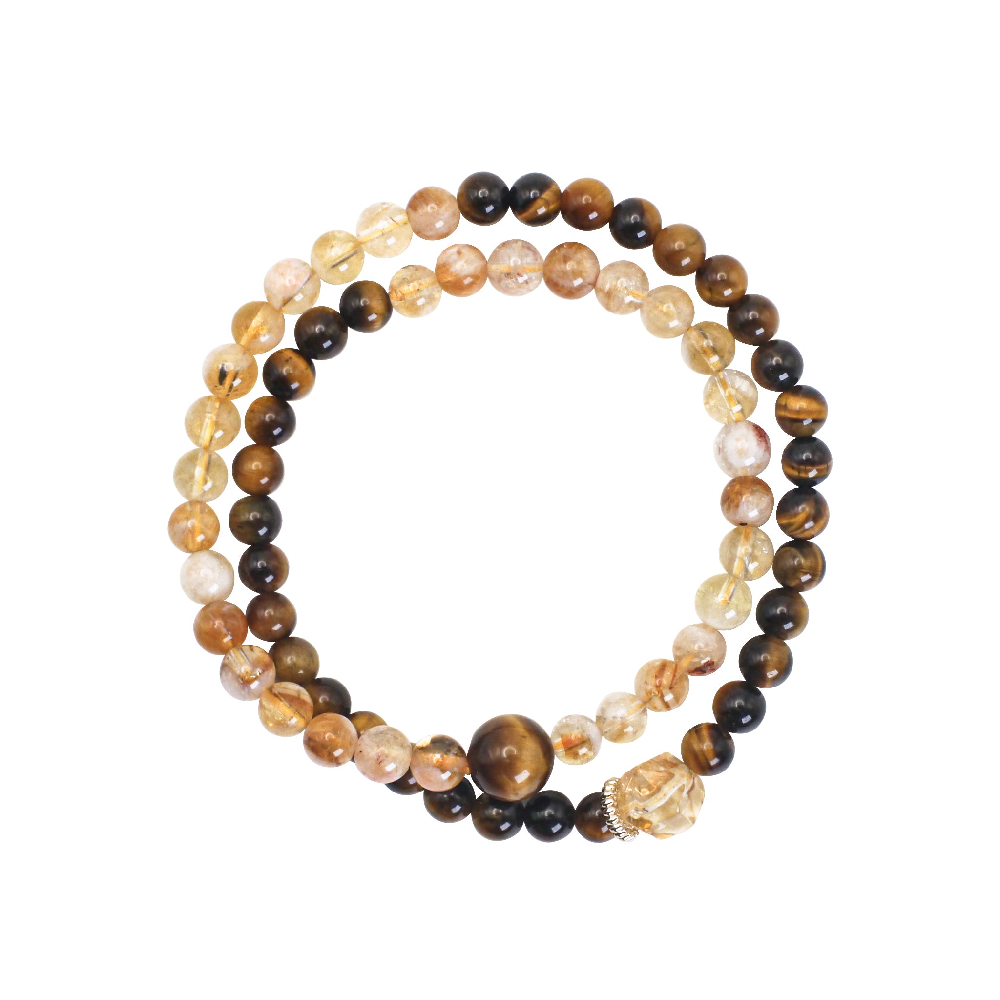DrivenGold Golden Rutilated Quartz & Tiger’s Eye Crystal Bracelet