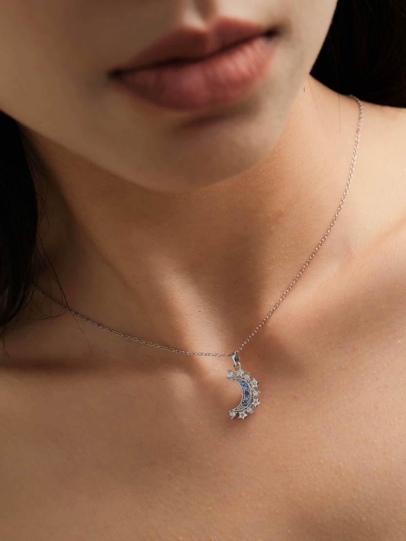 LUCE Astra Silver Necklace Set - Moon & Sun