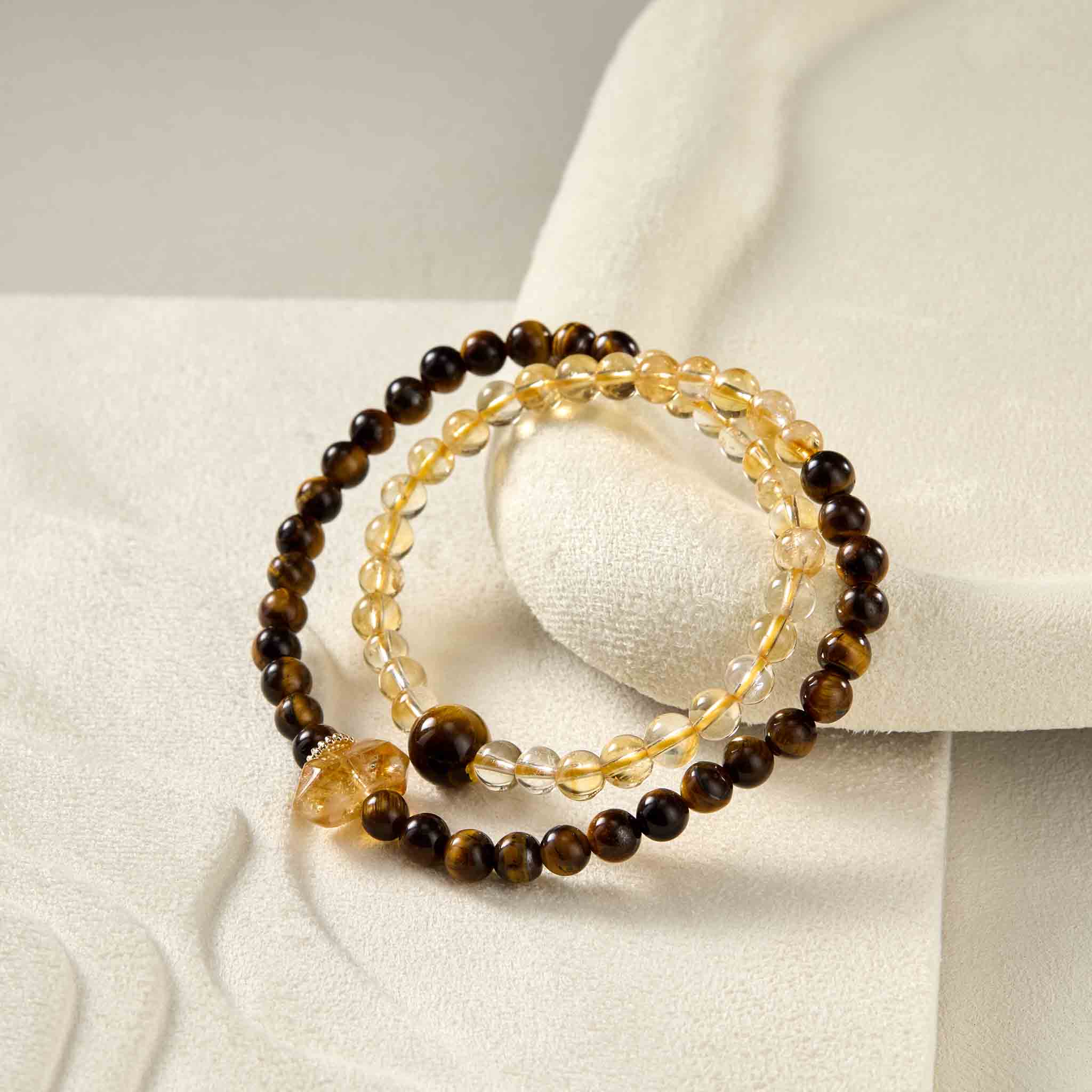 DrivenGold Golden Rutilated Quartz & Tiger’s Eye Crystal Bracelet