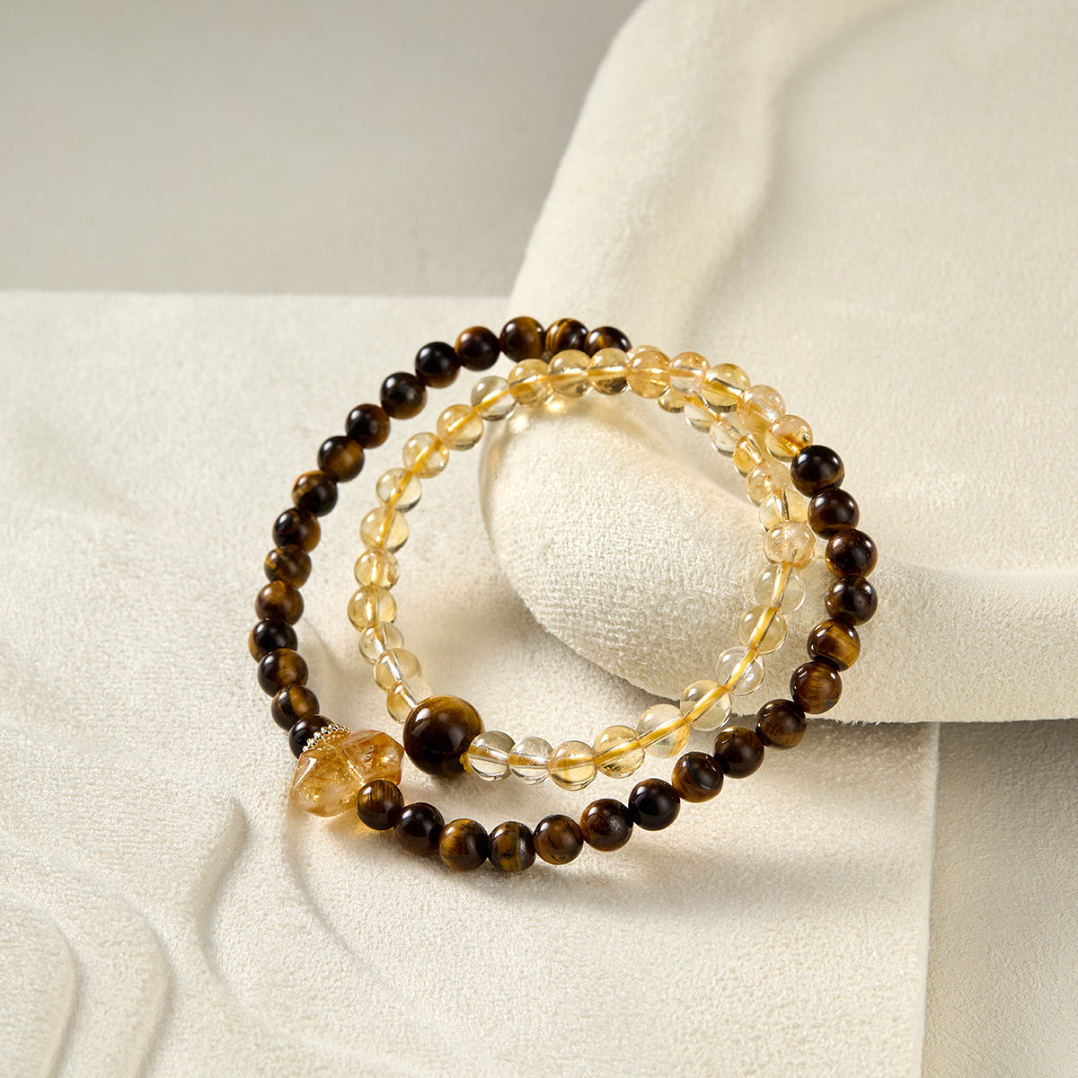 DrivenGold Golden Rutilated Quartz & Tiger’s Eye Crystal Bracelet