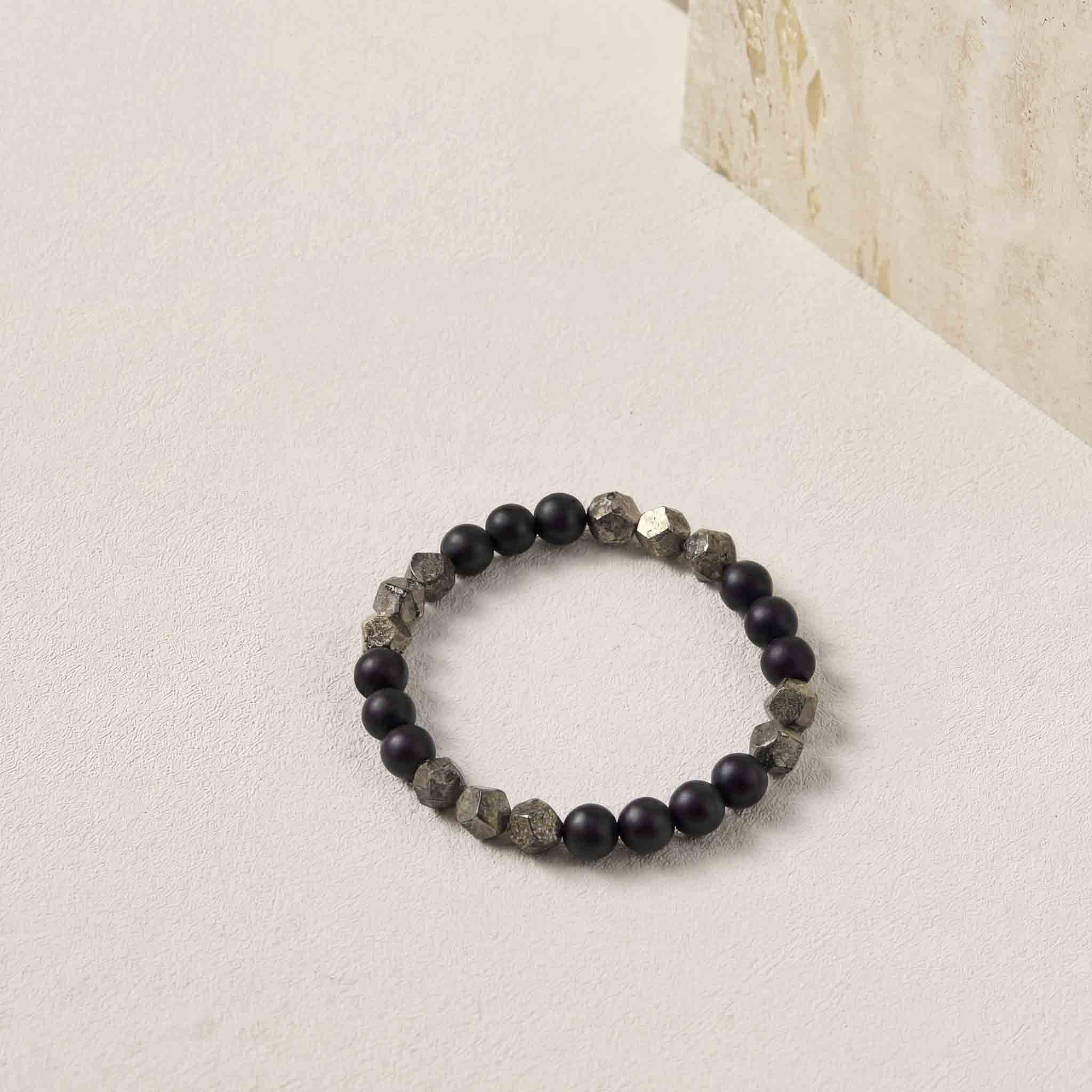 DarkSeam Obsidian & Pyrite Crystal Bracelet