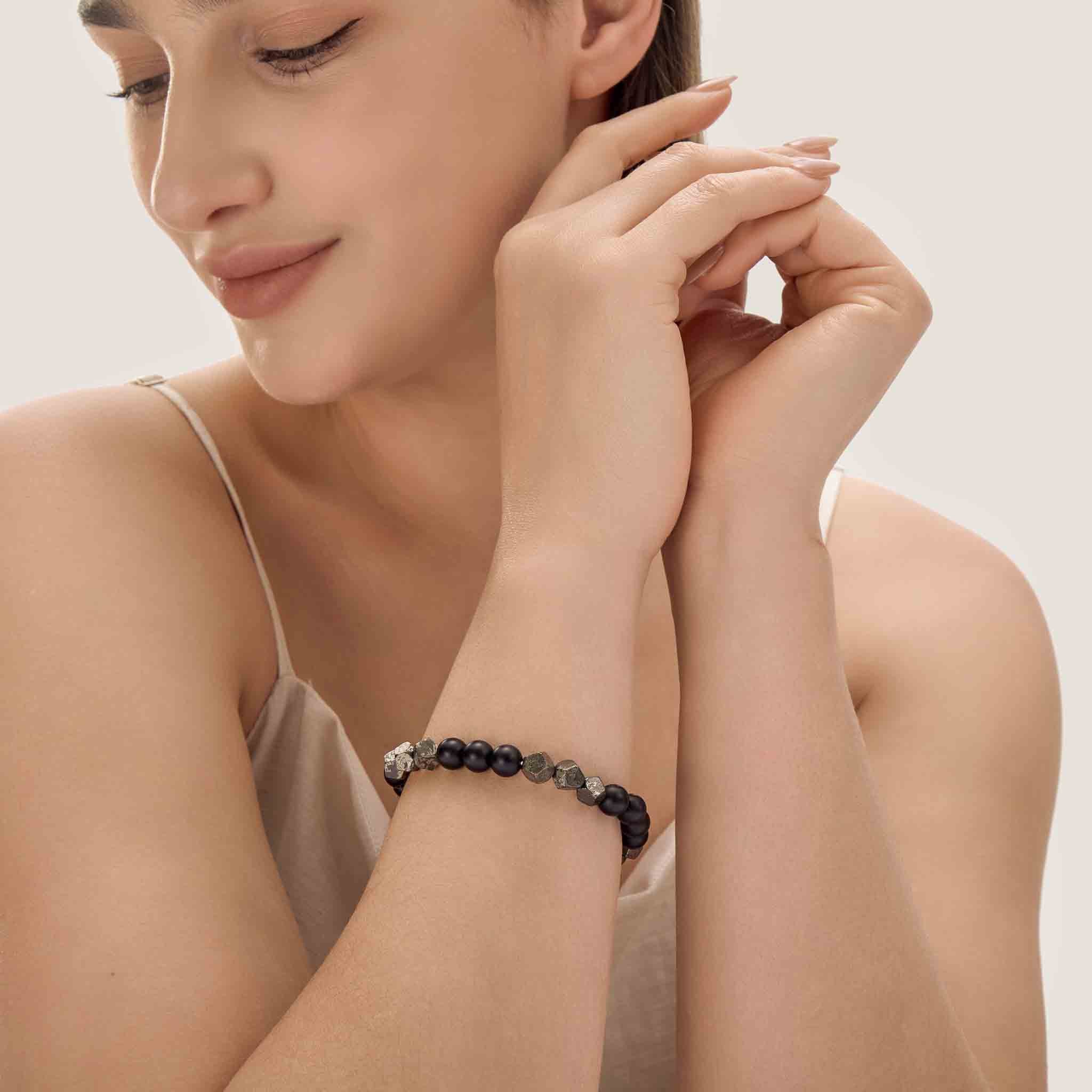 DarkSeam Obsidian & Pyrite Crystal Bracelet
