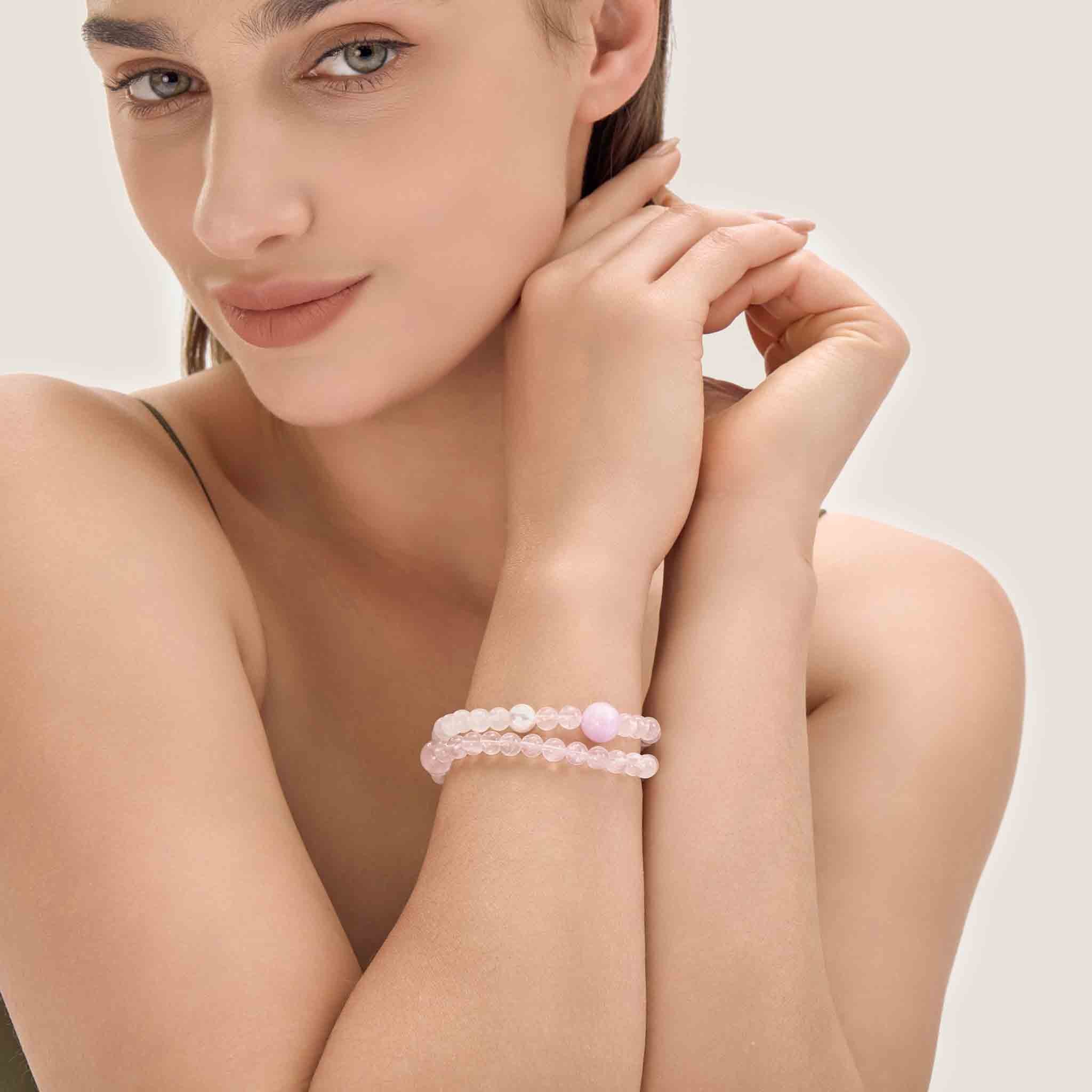 TenderBloom Rose & Clear Quartz Crystal Fortune Bracelet
