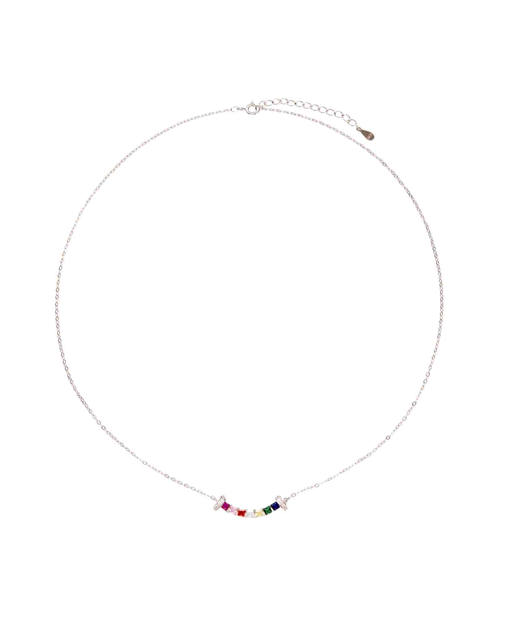 Necklace with colorful beads on a white background
