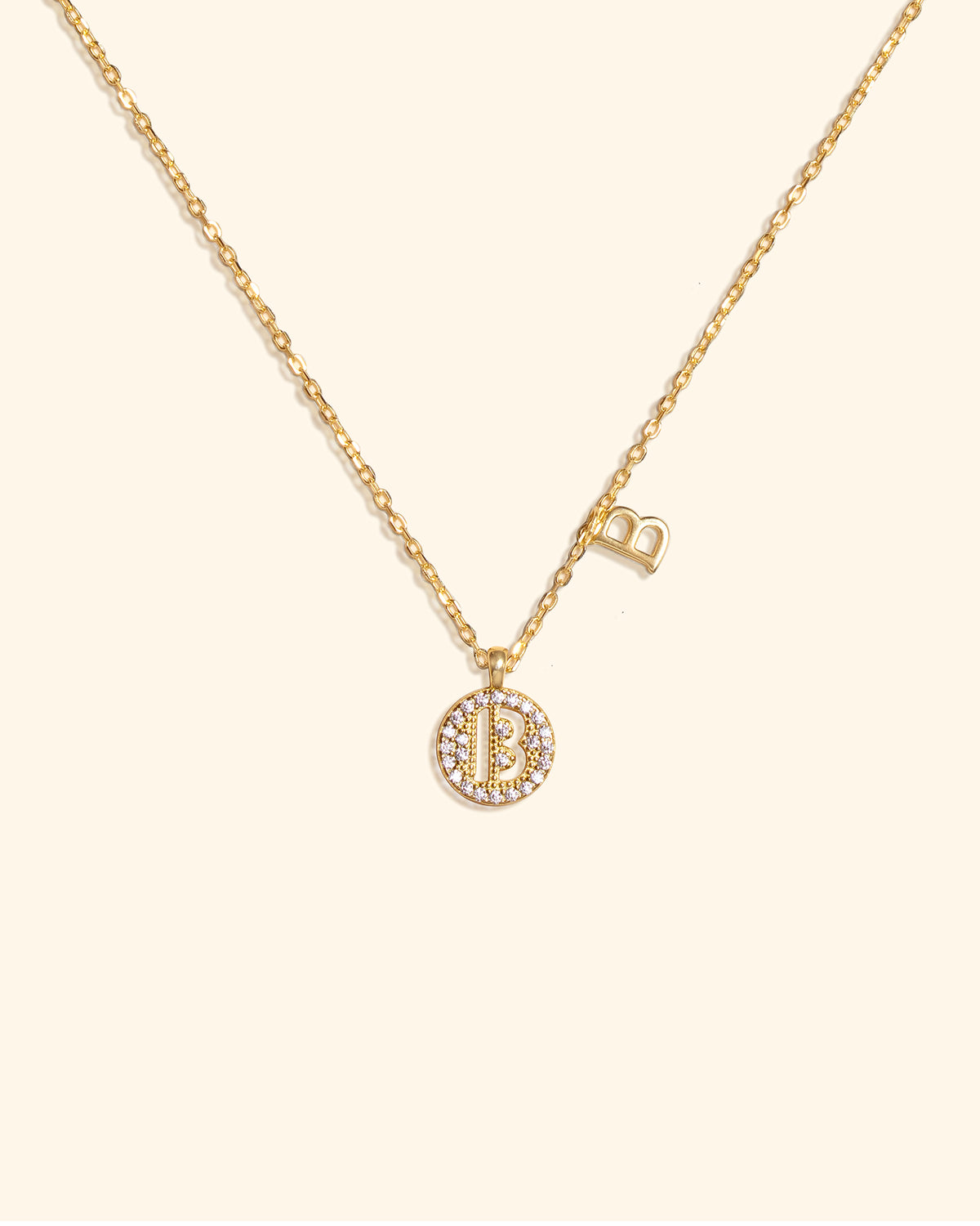 LUCE Astra Letter initial pendant necklace with clear zircon accents