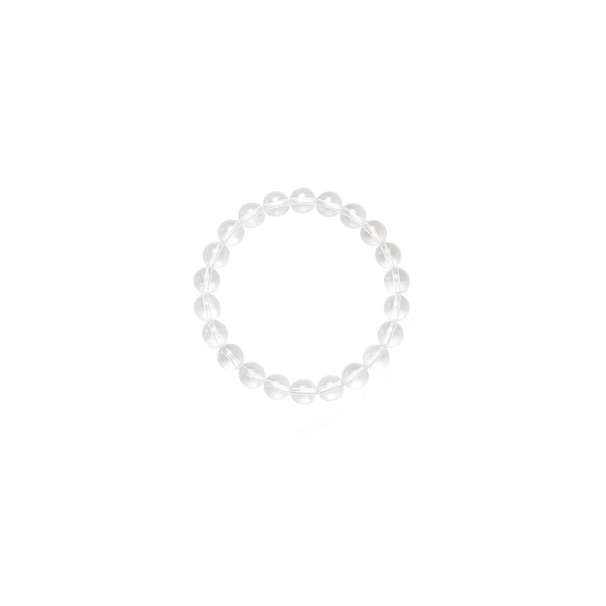 Choodo genuine natural Light Clear Quartz crystal beaded bracelet for women, 8mm pure gemstone strand with high clarity, minimalist product shot.