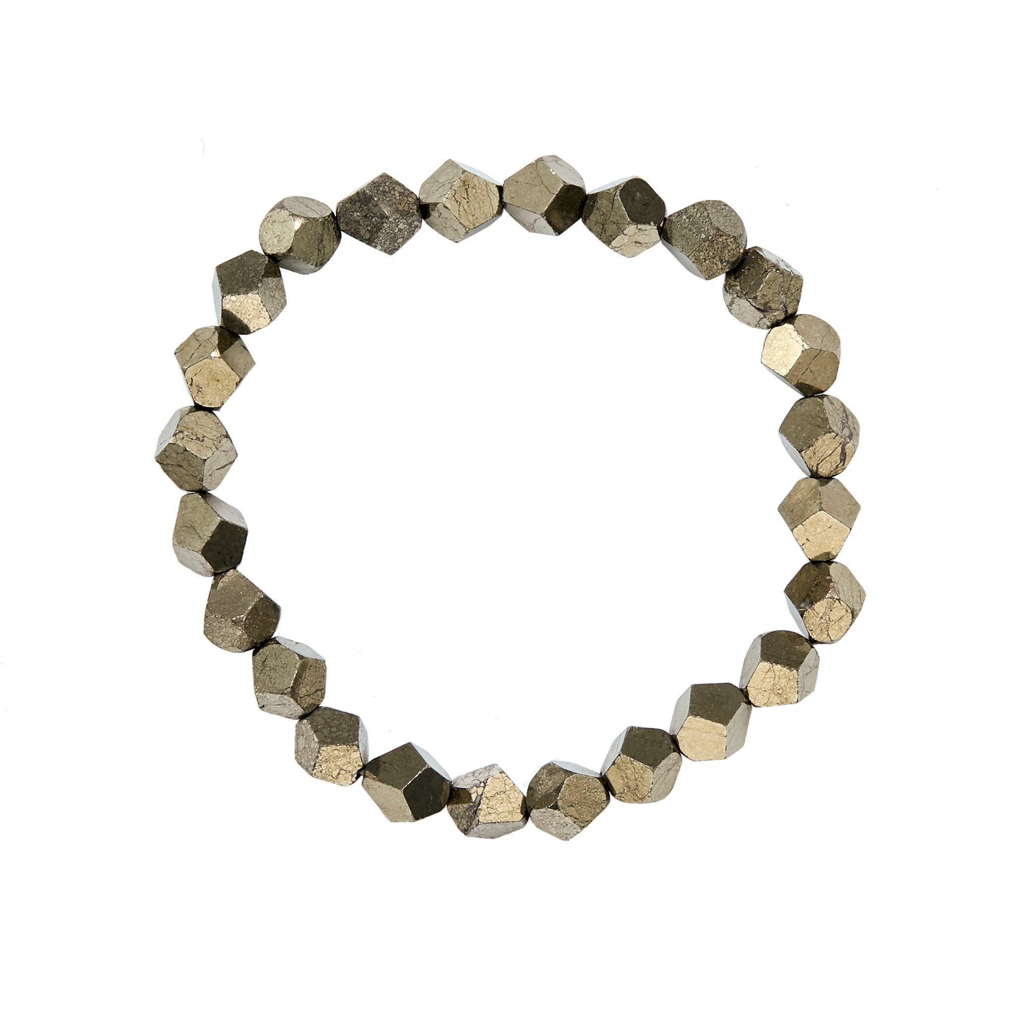 Choodo genuine natural Pyrite crystal beaded bracelet, raw metallic brass luster mineral gemstone strand, private museum collection exhibition display