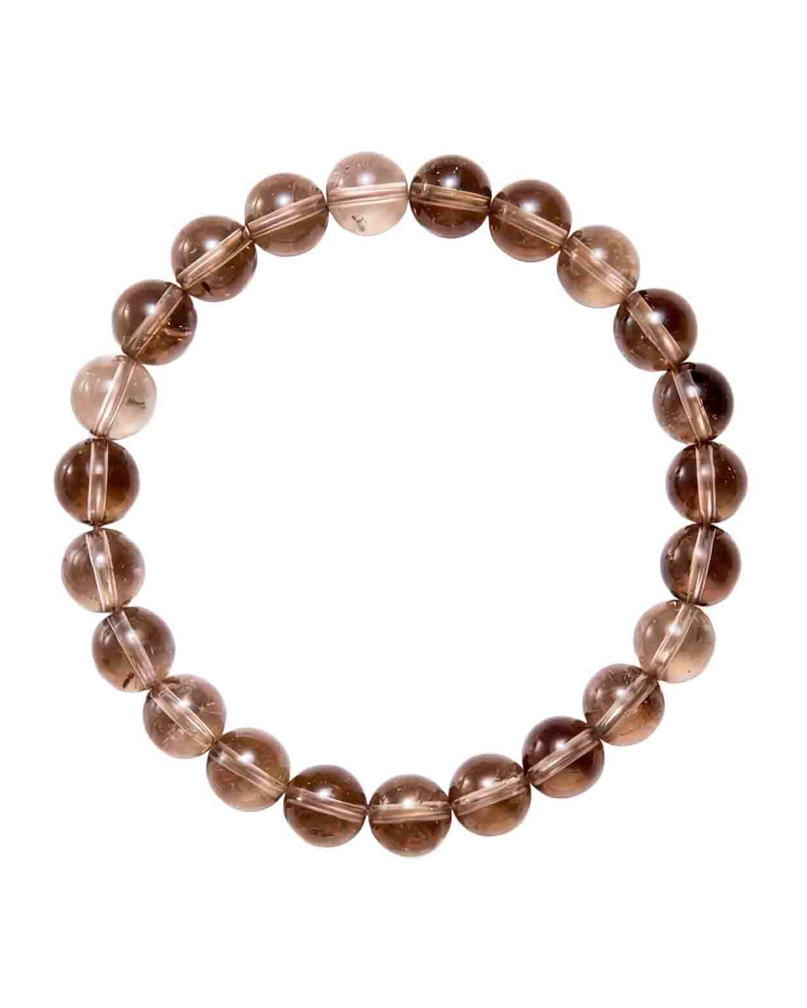 Choodo natural smoky quartz beaded bracelet for women, minimalist aesthetic stackable jewelry